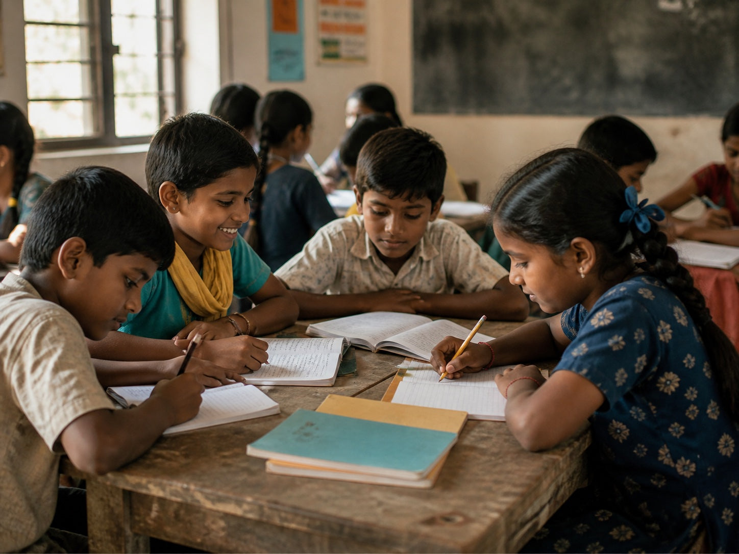 Children learning together in a classroom
